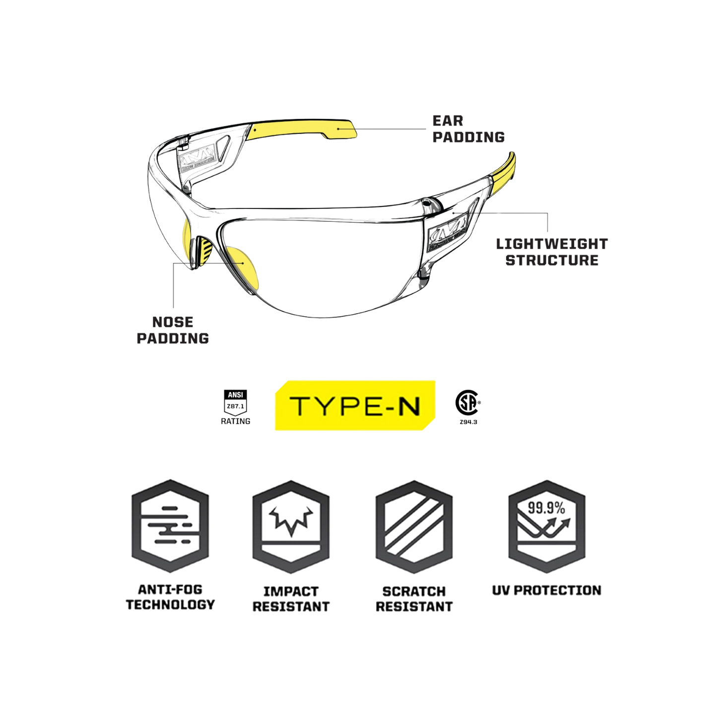 Mechanix Type N Smoke Frame Smoke Lens Safety Eyewear