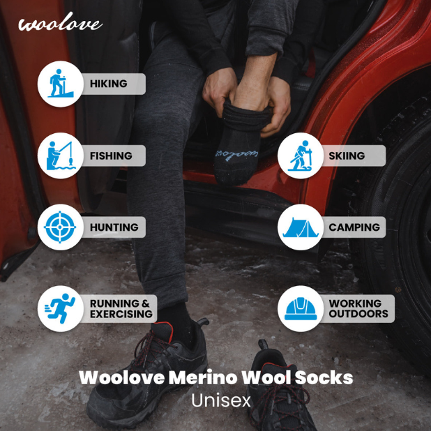 100% Merino Wool Premium Base Layer Socks (2 Pack)