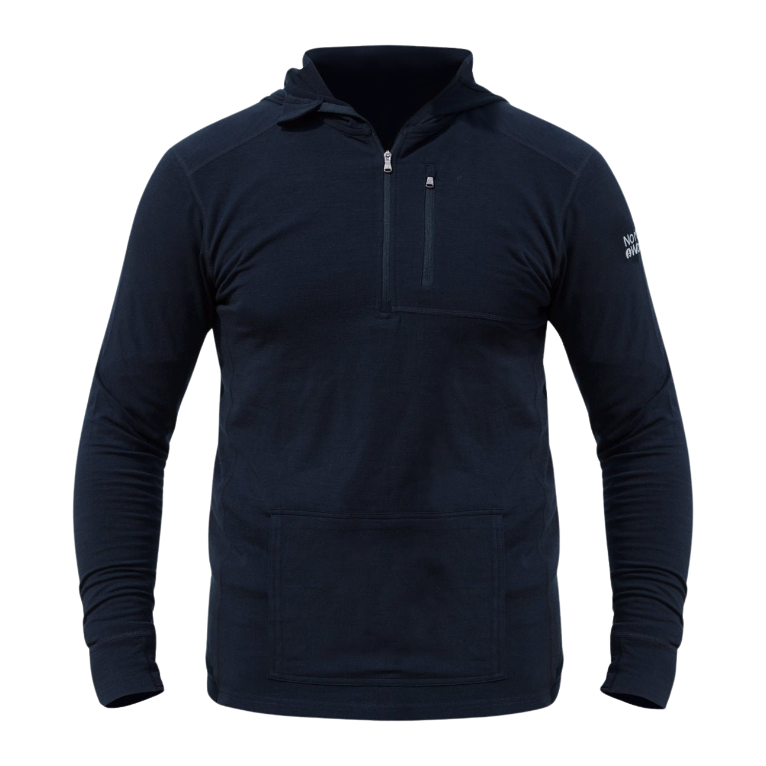 NorthWool Men's Merino Wool 1/4 Zip Midlayer Hoodie with Pouch and Pocket 260g