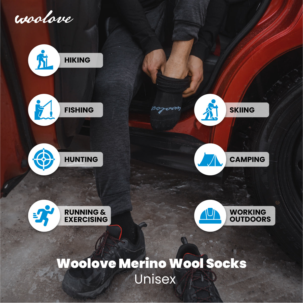 100% Merino Wool Premium Base Layer Socks (2 Pack)