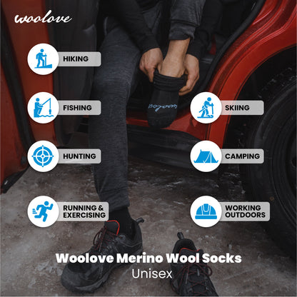 100% Merino Wool Premium Base Layer Socks (2 Pack)