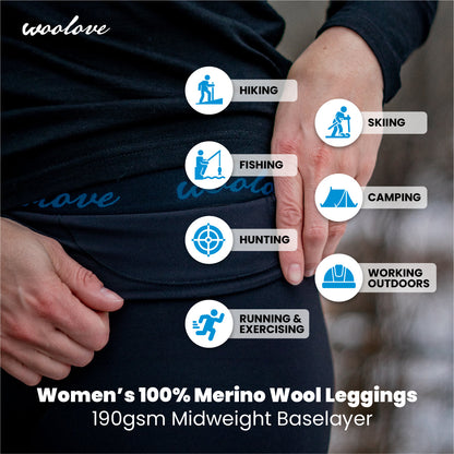 100% Merino Wool Long Underwear Base-Layer Leggings (Women)